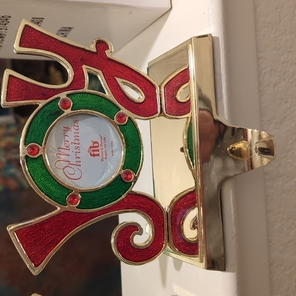 Bnib Joy stocking holder in red and green with weighted gold base and hook. - Picture 3 of 6